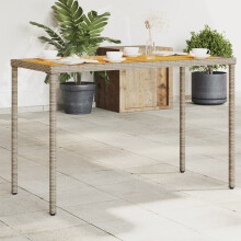 Berkfield Garden Table with Acacia Wood Top Grey 115x54x74 cm Poly Rattan