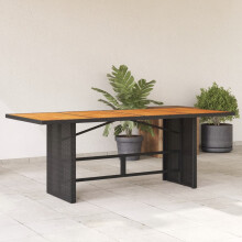 Berkfield Garden Table with Acacia Wood Top Black 190x80x74 cm Poly Rattan