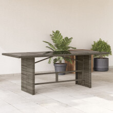 Berkfield Garden Table with Glass Top Grey 190x80x74 cm Poly Rattan