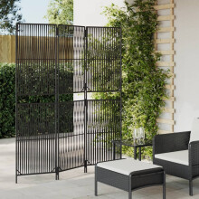 Berkfield Room Divider 3 Panels Black Poly Rattan