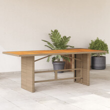 Berkfield Garden Table with Acacia Wood Top Beige 190x80x74 cm Poly Rattan