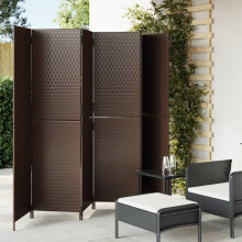 Berkfield Room Divider 6 Panels Brown Poly Rattan
