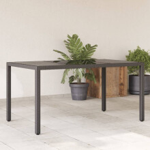 Berkfield Garden Table with Glass Top Black 150x90x75 cm Poly Rattan