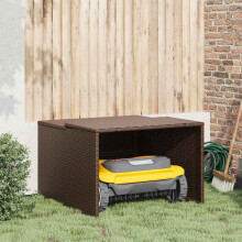 Berkfield Robot Mower Garage Brown 86x90x52/57 cm Poly Rattan