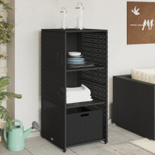 Berkfield Garden Storage Cabinet Black 50x55x115 cm Poly Rattan