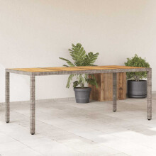 Berkfield Garden Table with Acacia Wood Top Grey 190x90x75 cm Poly Rattan