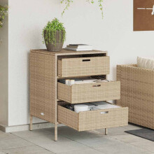 Berkfield Garden Storage Cabinet Beige 55x59x80 cm Poly Rattan