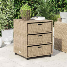 Berkfield Garden Storage Cabinet Beige 55x59x69 cm Poly Rattan