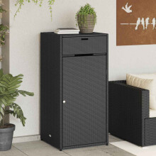 Berkfield Garden Storage Cabinet Black 55x55x111 cm Poly Rattan