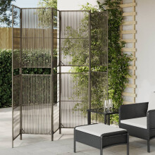 Berkfield Room Divider 6 Panels Grey Poly Rattan