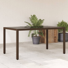 Berkfield Garden Table with Glass Top Brown 150x90x75 cm Poly Rattan