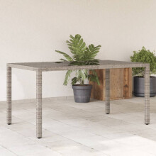 Berkfield Garden Table with Glass Top Grey 150x90x75 cm Poly Rattan