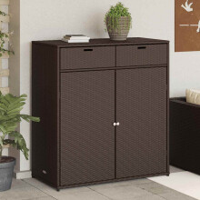 Berkfield Garden Storage Cabinet Brown 105x55x113 cm Poly Rattan