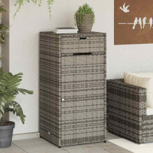 Berkfield Garden Storage Cabinet Grey 55x55x111 cm Poly Rattan