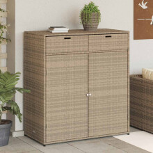 Berkfield Garden Storage Cabinet Beige 105x55x113 cm Poly Rattan