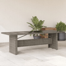 Berkfield Garden Table with Glass Top Grey 240x90x75 cm Poly Rattan