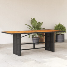 Berkfield Garden Table with Acacia Wood Top Black 190x80x75 cm Poly Rattan