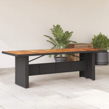 Berkfield Garden Table with Acacia Wood Top Black 240x90x75 cm Poly Rattan
