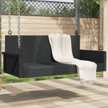 Berkfield Swing Bench Black 119x56x48 cm Poly Rattan