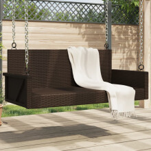 Berkfield Swing Bench Brown 119x56x48 cm Poly Rattan