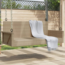 Berkfield Swing Bench Beige 119x56x48 cm Poly Rattan