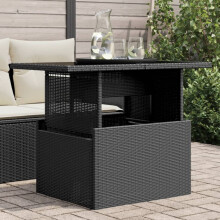 Berkfield Garden Table with Glass Top Black 100x55x73 cm Poly Rattan