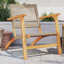 Berkfield Garden Chairs 2 pcs Beige Poly Rattan and Acacia Wood