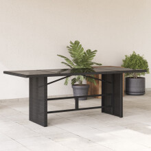 Berkfield Garden Table with Glass Top Black 190x80x75 cm Poly Rattan