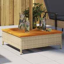 Berkfield Parasol Base Cover Beige 70x70x25 cm Poly Rattan and Acacia