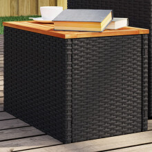 Berkfield Garden Side Tables 2pcs Black 55x34x37cm Poly Rattan Solid Wood