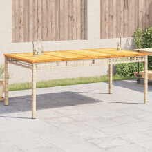 Berkfield Garden Table Beige 180x90x75 cm Poly Rattan Acacia Wood