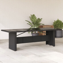 Berkfield Garden Table with Glass Top Black 240x90x75 cm Poly Rattan