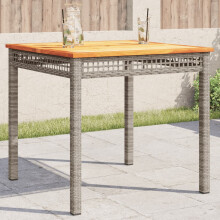 Berkfield Garden Table Grey 80x80x74 cm Poly Rattan Acacia Wood