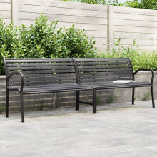 Berkfield Twin Garden Bench Black 231 cm Steel and WPC