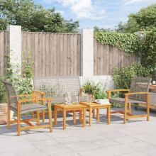 Berkfield 5 Piece Garden Lounge Set Grey Poly Rattan and Acacia Wood