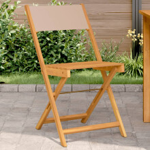 Berkfield Bistro Chairs 2 pcs Taupe Solid Wood Acacia and Fabric