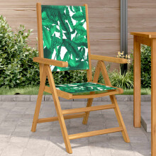 Berkfield Garden Chairs 2 pcs Leaf Pattern Solid Wood Acacia and Fabric