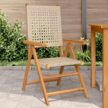 Berkfield Garden Chairs 2 pcs Beige Solid Wood Acacia and Poly Rattan