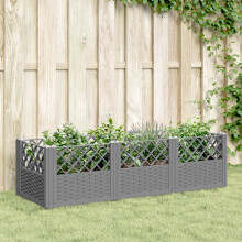 Berkfield Garden Planter with Pegs Light Grey 123.5x43.5x43.5 cm PP