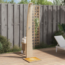 Berkfield Outdoor Shower Beige 55x60x224 cm Poly Rattan and Acacia Wood