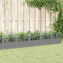 Berkfield Garden Planter with Pegs Light Grey 363.5x43.5x43.5 cm PP