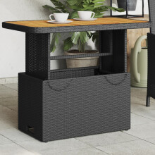 Berkfield Garden Table Black 90x55x71 cm Poly Rattan and Acacia Wood