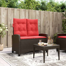 Berkfield Reclining Garden Bench with Cushions Brown Poly Rattan