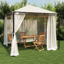 Berkfield Gazebo with Mesh Walls Cream 2.93x2.93 m Steel