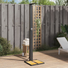Berkfield Outdoor Shower Black 50x55x224 cm Poly Rattan and Acacia Wood