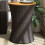 Berkfield Garden Side Table Drum Shape Black Poly Rattan and Solid Wood 1