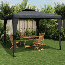 Berkfield Gazebo with Double Roof Anthracite 2.98x2.98 m Steel