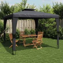 Berkfield Gazebo with Double Roof Anthracite 3.98x2.98 m Steel