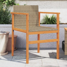 Berkfield Garden Chairs 2 pcs Beige Poly Rattan&Solid Wood