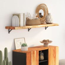 Berkfield Wall Shelf 110x30x3.8 cm Rectangular Solid Wood Acacia Live Edge